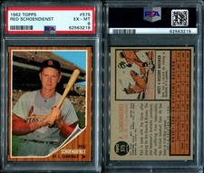 PSA 6 1962 Topps #575 Red Schoendienst SP St. Louis Cardinals G00 4293