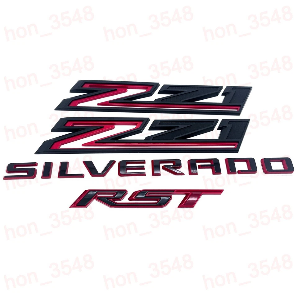 4pc 2019-2024 Red Black Chevrolet Silverado RST Z71 Emblem Nameplate Badge Kit - Image 4 of 4