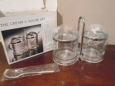 Vintage 1989 GRAINWARE ~ Cream & Sugar Set ~ Acrylic w/ spoon & caddy ~ NEW