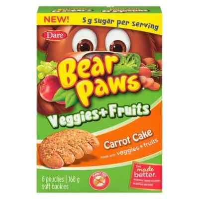 1 Box DARE Bear Paws Veggies + Fruits Carrot Cake Soft Cookies - FRESH