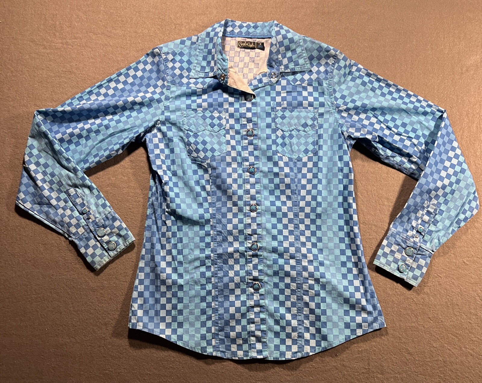 Cruel Girl Shirt Women's Medium Blue Pearl Snap Western Long Sleeve *READ*