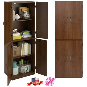 Tall Storage Cabinet Kitchen Pantry Cupboard Organizer Furniture Home Brown Ebay