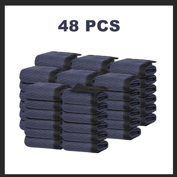48 Moving Blankets 80" x 72" Black&Blue Shipping Pads for Furniture Protection