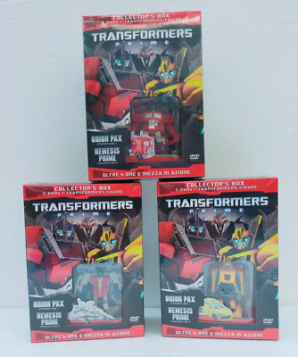 3 Pz Transformers Prime Collectors Box - Action Figure con DVD -Originali, NUOVI