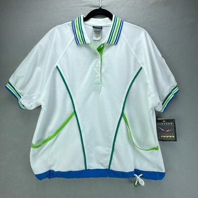 Vintage Jantzen Classics Polo Shirt Mens Large White Mesh Pockets Drawstring