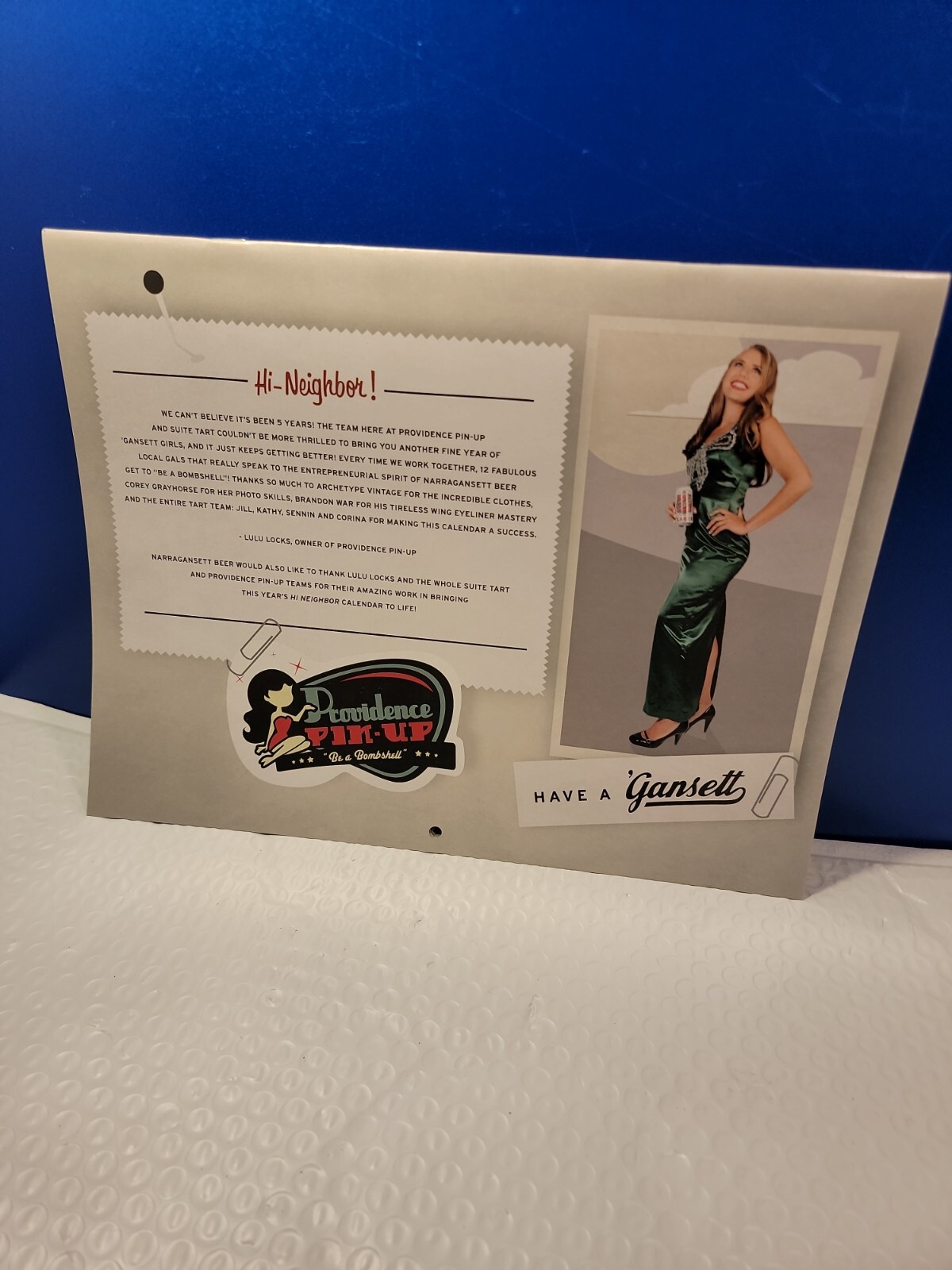 NARRAGANSETT BEER CALENDAR 2015 HI NEIGHBOR GANSETT GIRLS PIN -UP CALENDAR  | eBay