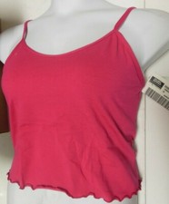 Cotton Camisole crop top lettuce leaf hem Ladies large Rasberry floating bra