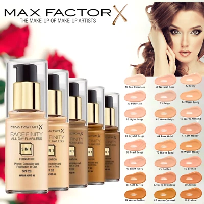 MAX FACTOR Facefinity 3 in 1 All Day Flawless liquid New Foundation 30ml SPF20