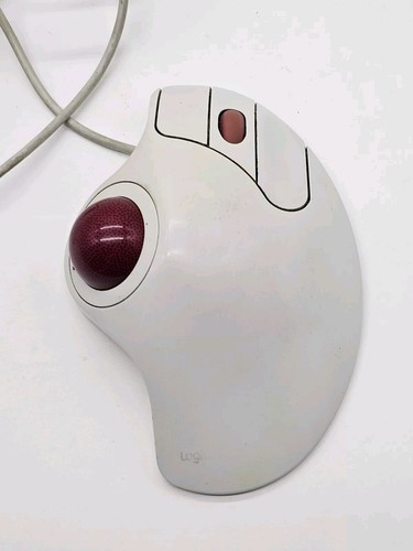 Logitech TrackMan Marble Plus T-BB13 Trackball Mouse Wheel Wired White