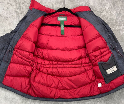 L.L. Bean Winter Snow Ski Parka Jacket Dark Gray Plaid Zip Up Size Large 14/16 - Picture 6 of 8