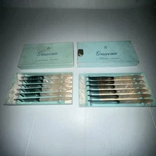 Vintage Grosvenor Table Knives Set In Box & Desert Knives Faux Pearl Handles
