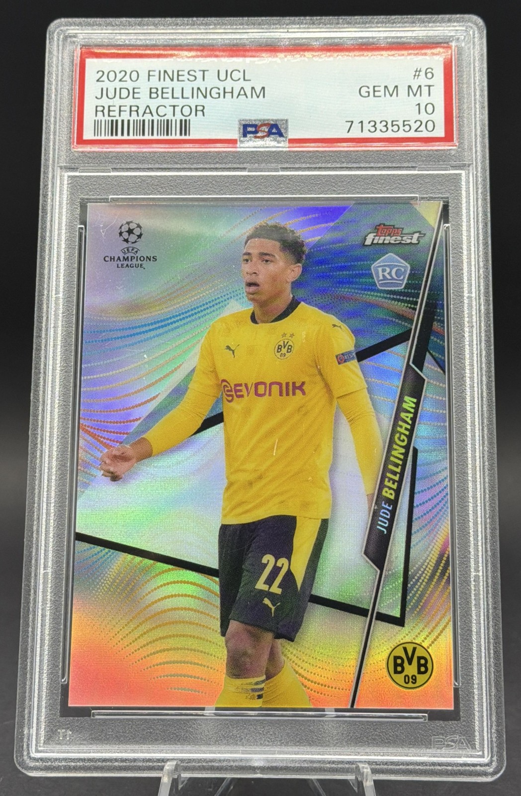 2020 Topps Finest UEFA Champions League Jude Bellingham #6 Refractor RC PSA 10
