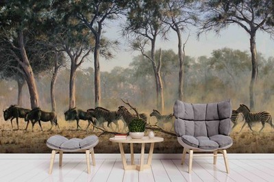 3D Africa Forest Zebra Oil Painting Wall Murals Wallpaper Murals Wall Sticker