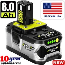 8.0AH For RYOBI 18V 8.0Ah P108 High Capacity Battery 18Volt Lithium-Ion One Plus