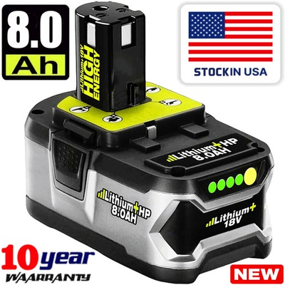 #ad 8.0AH For RYOBI 18V 8.0Ah P108 High Capacity Battery 18Volt Lithium Ion One Plus $18.65
