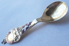 Cuillère/ Mesure À Thé, Émail, Drapeau, Danemark, Argenté O281