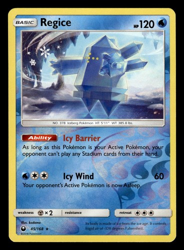Pokemon TCG 2018 SM - Celestial Storm Regice 45/168 Reverse Holo Rare NM