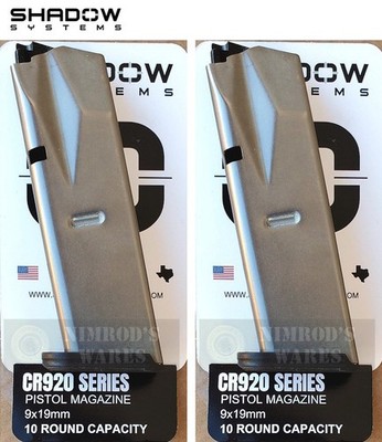 TWO Shadow Systems CR920X CR920XP 9mm 10-Round MAGAZINES SG9SX-00-56-10