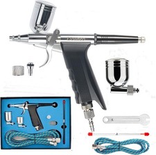 Gravity Feed Dual Action Airbrush Kit 0.3mm Needles Nozzles  Hose