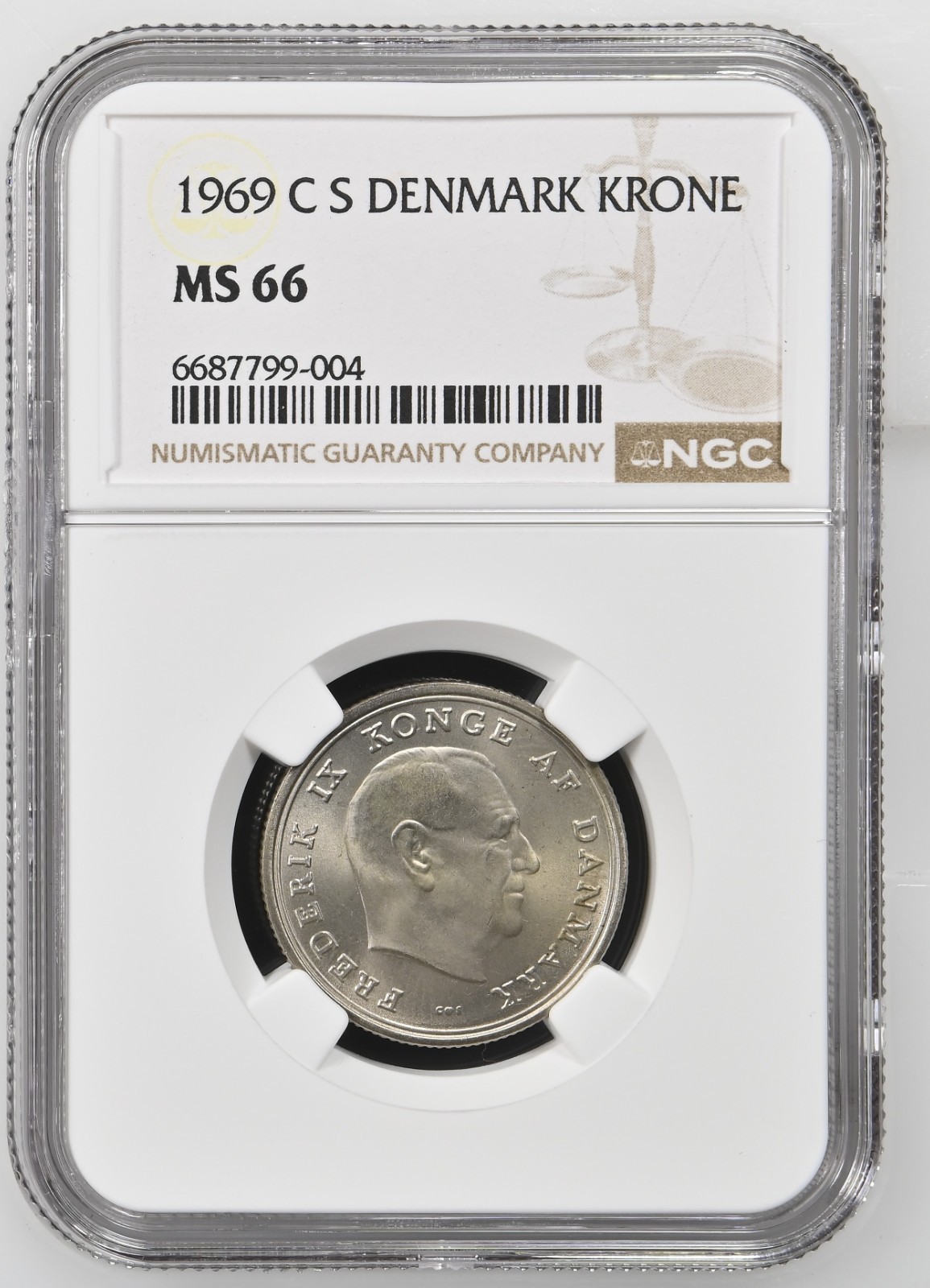 Denmark 1 Krone 1969 CS NGC MS 66