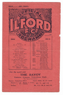 1934/35 Essex Senior Cup 3rd Round ILFORD v. WALTHAMSTOW AVENUE