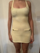 Zara Short Knit Yellow Mini Dress Size Small
