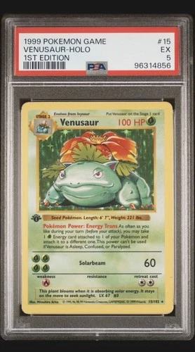 1999 Base Set Venusaur Holo Shadowless Rare 1st Edition PSA 5