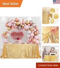 Versatile Gold Sequin Tablecloth 50''x80'' for All Occasions - Capture Elegance