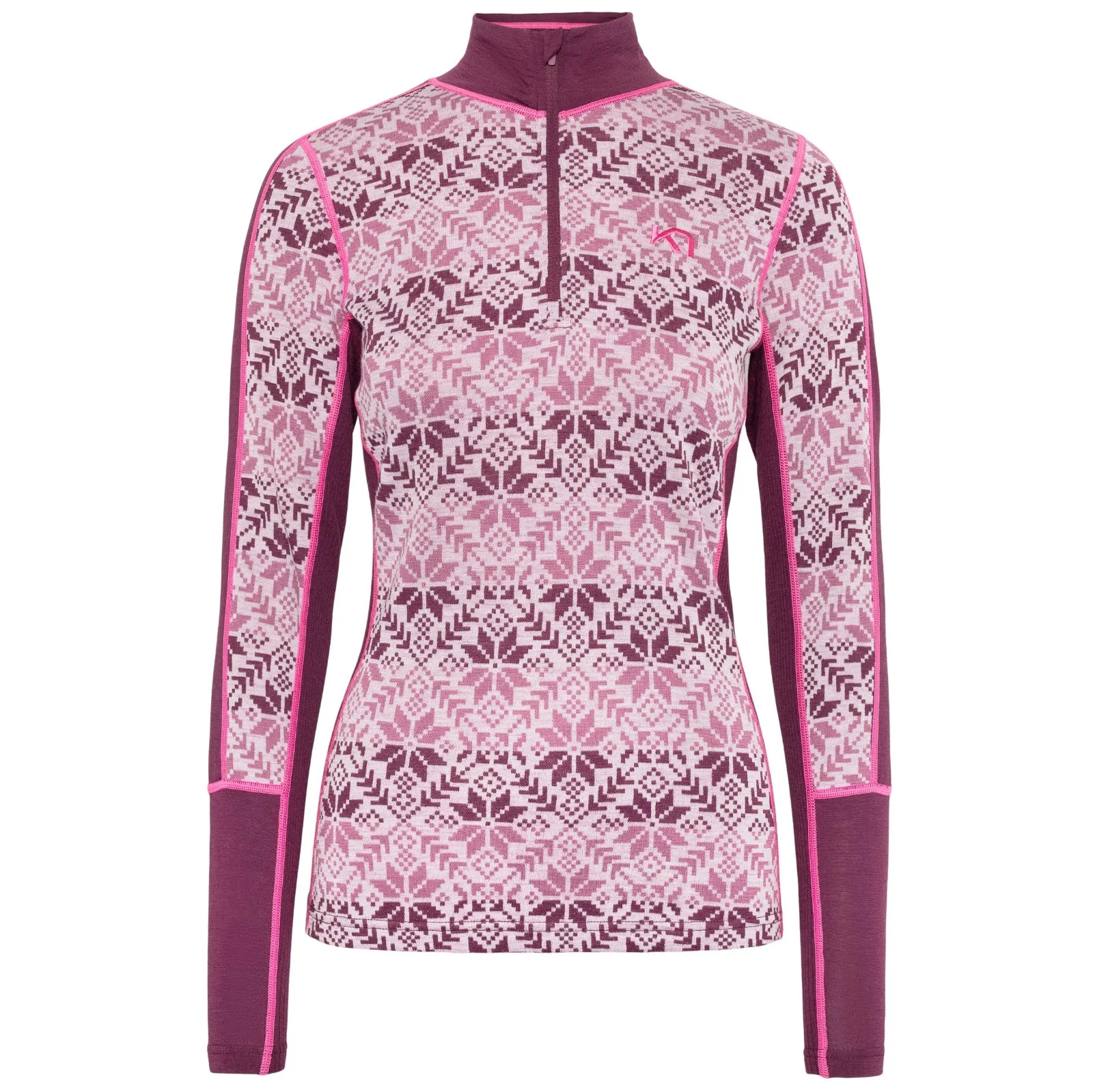 Kari Traa - Merino Wool Base Layer - Half Zip Thermal Ski Top - Womens XS