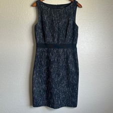 Ann Taylor Black White Textured Tweed Sleeveless Sheath Dress Size 8 Workwear