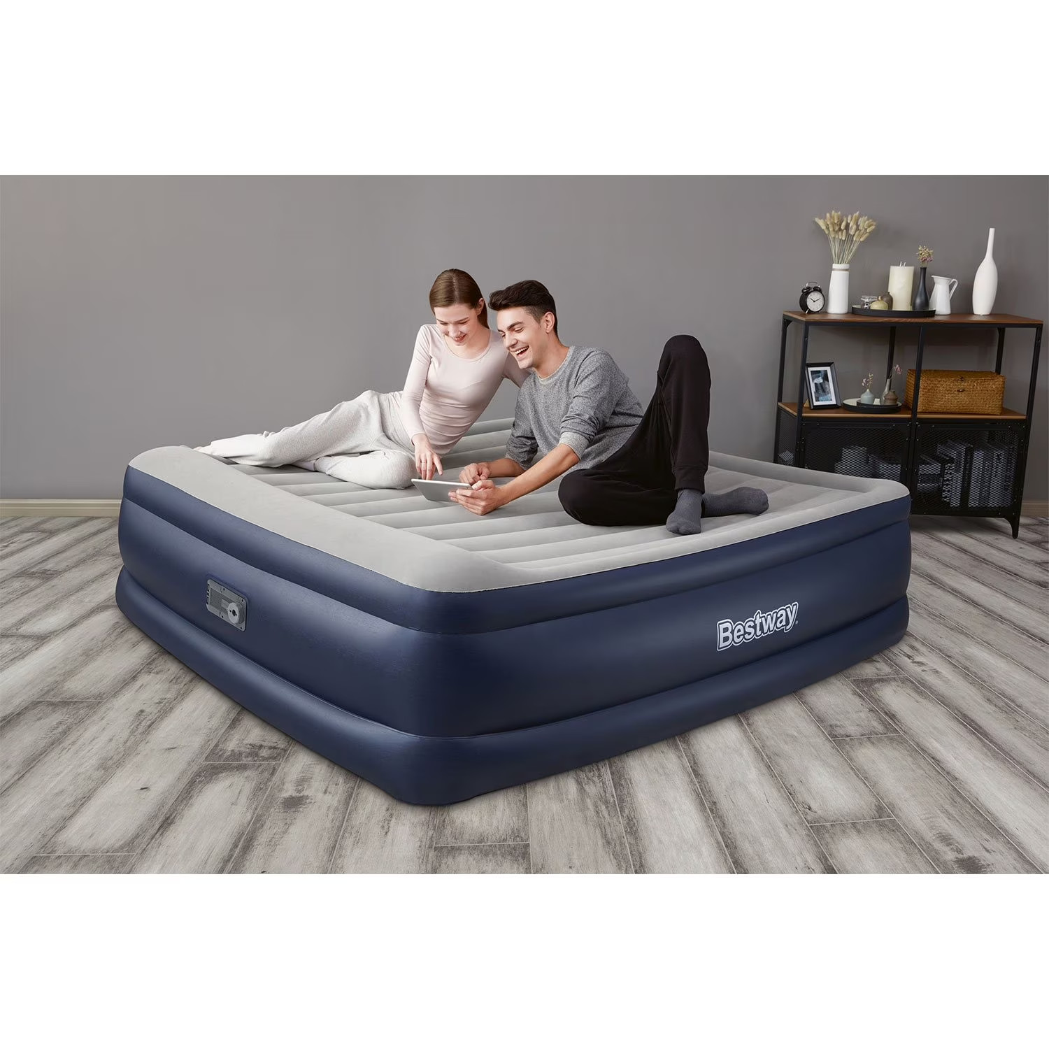 Bestway 22" King Air Mattress With Pump and Antimicrobial Co