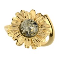 Cavill Ring GrüNer Bernstein 2,2Ct Vergoldet 925 Silber Damen Schmuck