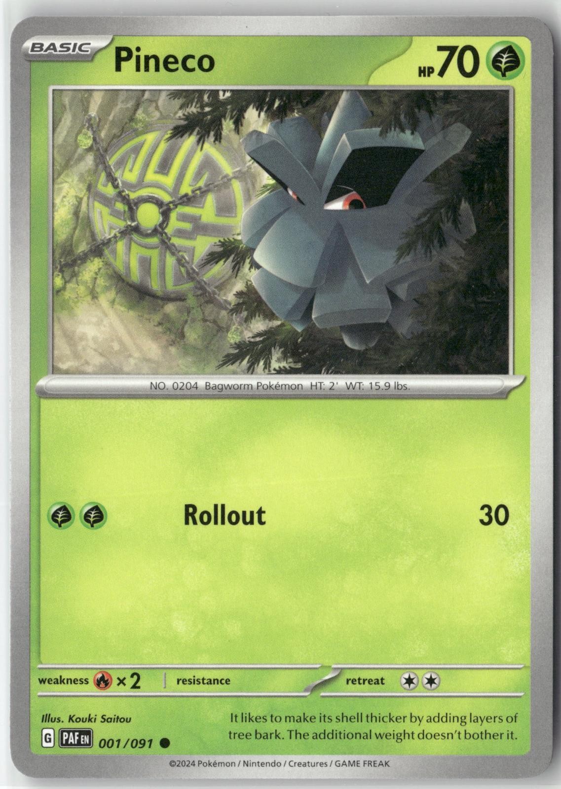 Pineco 001/091 Pokemon English Paldean Fates 2024