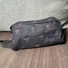 JanSport Black Purple Bow Print Pencil Bag