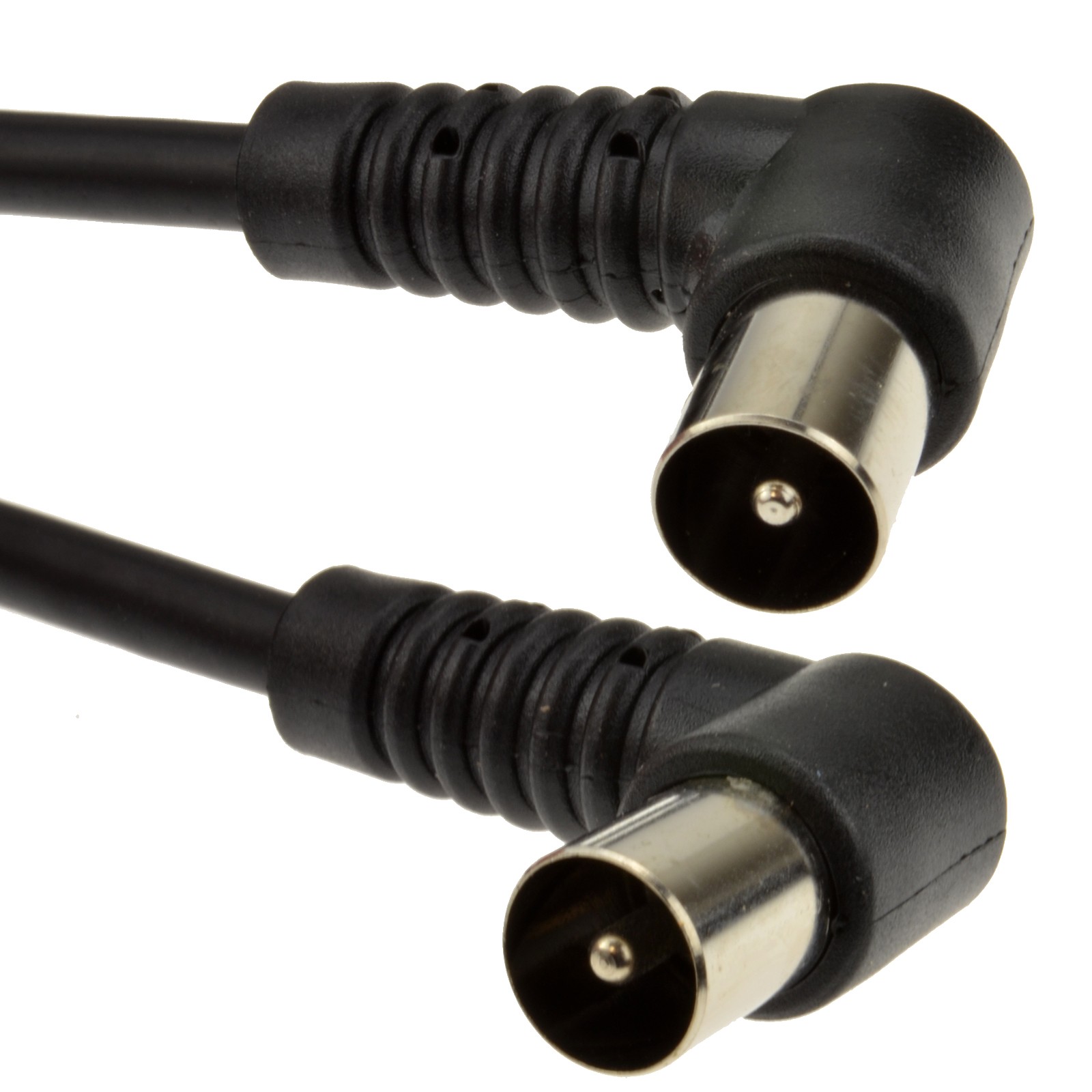 4m RF Fly Lead Right Angle Male Plug to Plug Coaxial TV Freeview Aerial Cable