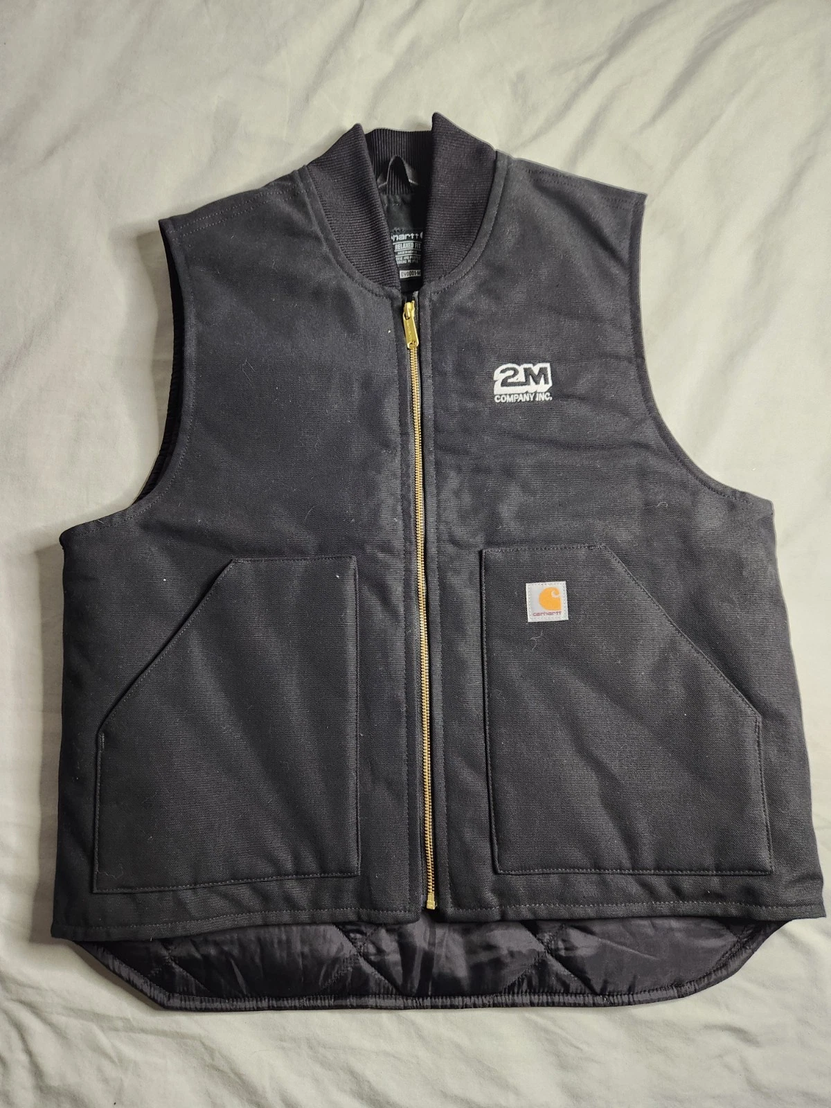 Carhartt Quilted Lined Duck Canvas Vest Mens Sz Large Black Workwear V01 BLK NEW