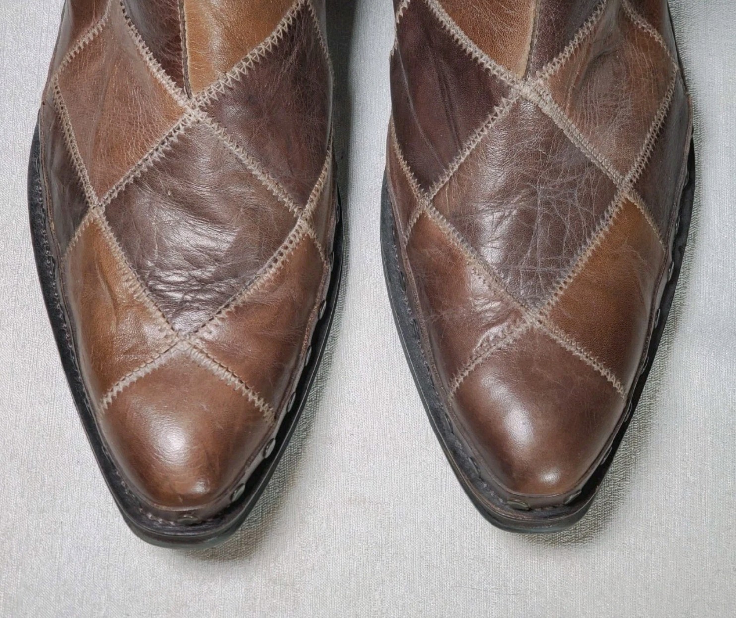 Mark Nason Patchwork Leather Cross Ankle Boots Po… - image 8