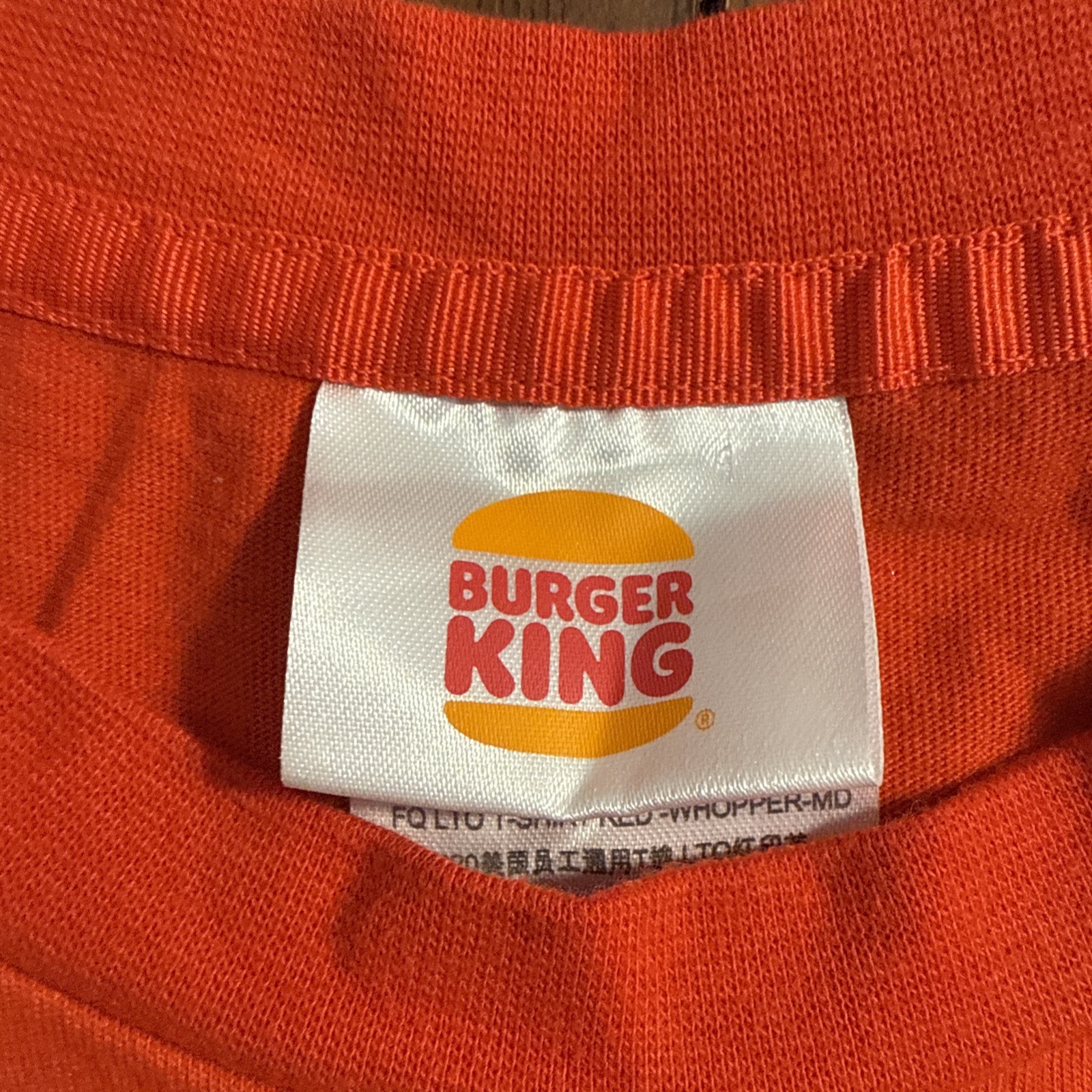 Burger King BK Official Whopper Sandwich Red Employee Shirt Medium image 3