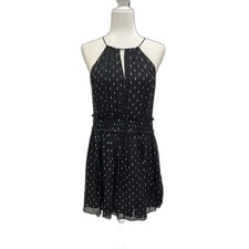 Joie Little Black Dress Silver Metallic Size Small Halter Spaghetti Straps