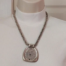 Vintage Rare Chico's Wish Upon A Star Pendant Statement Necklace Byzantine Chain