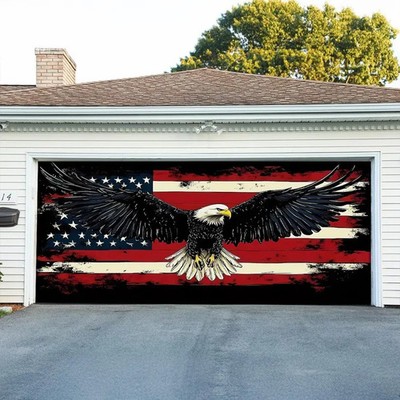 Patriotic Eagle Garage Door Banner USA Outdoor Display
