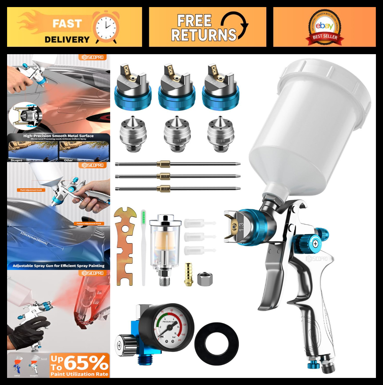High-Performance HVLP Paint Sprayer Gun for House & Auto Pai