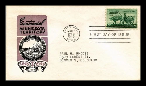 US COVER MINNESOTA TERRITORY CENTENNIAL FDC SCOTT 981 IOOR CACHET