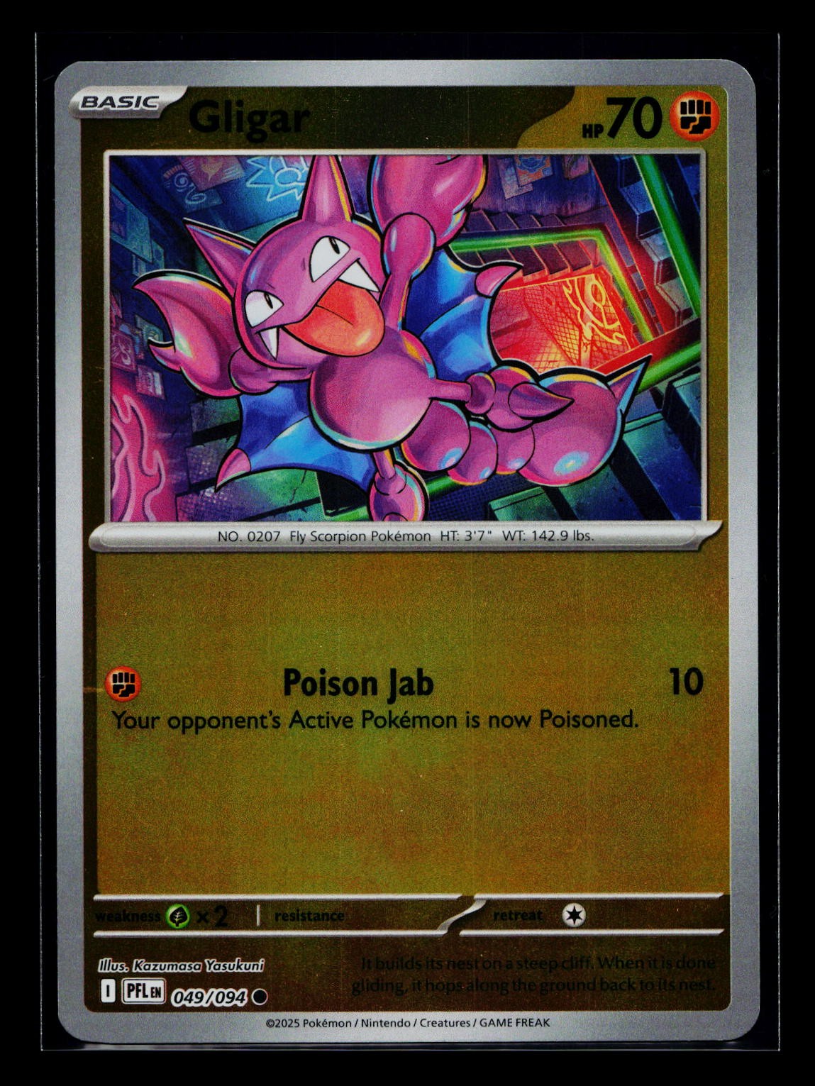 Gligar 049/094 Common Phantasmal Flames Pokemon Reverse Holo Near Mint