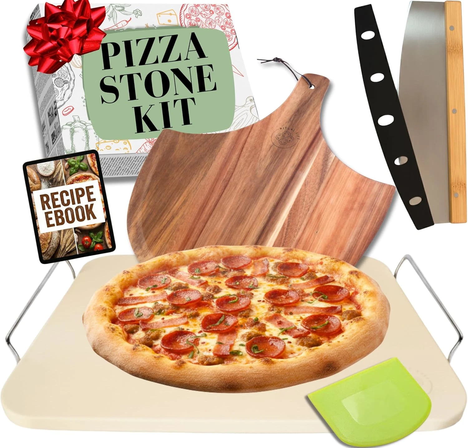 Pizza Stone for Oven and Grill Set - 5PCS Pizza Making Accessories Kit - 15 Inch
Opens in a new wind
