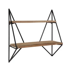 Melita Decorative Modern Farmhouse Two-Tier Floating Wall Shelf with Metal Fr...