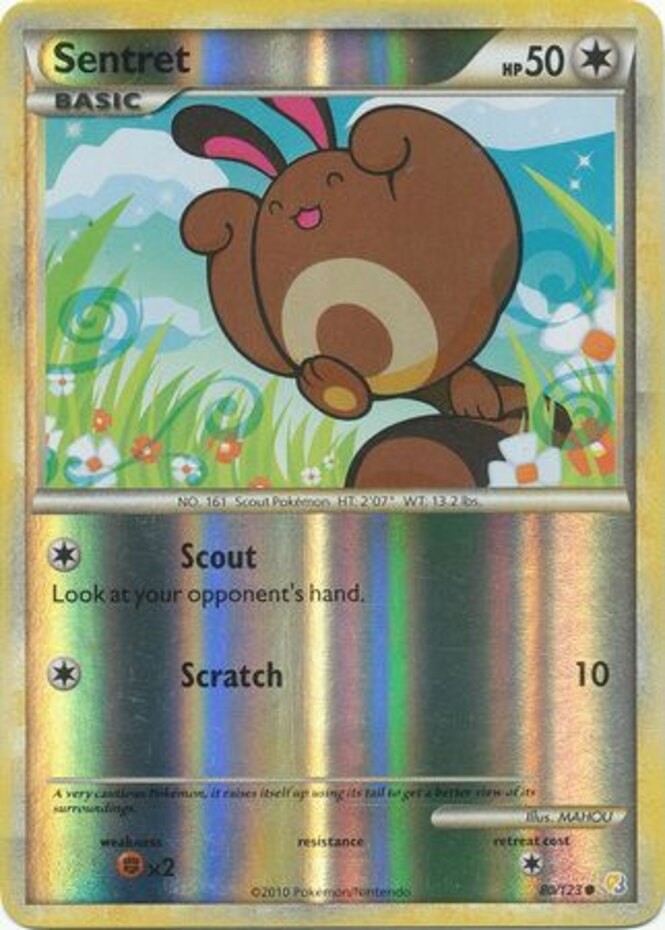 1x Sentret - 80/123 - Common - Reverse Holo Lightly Played Pokemon HGSS - Heartg