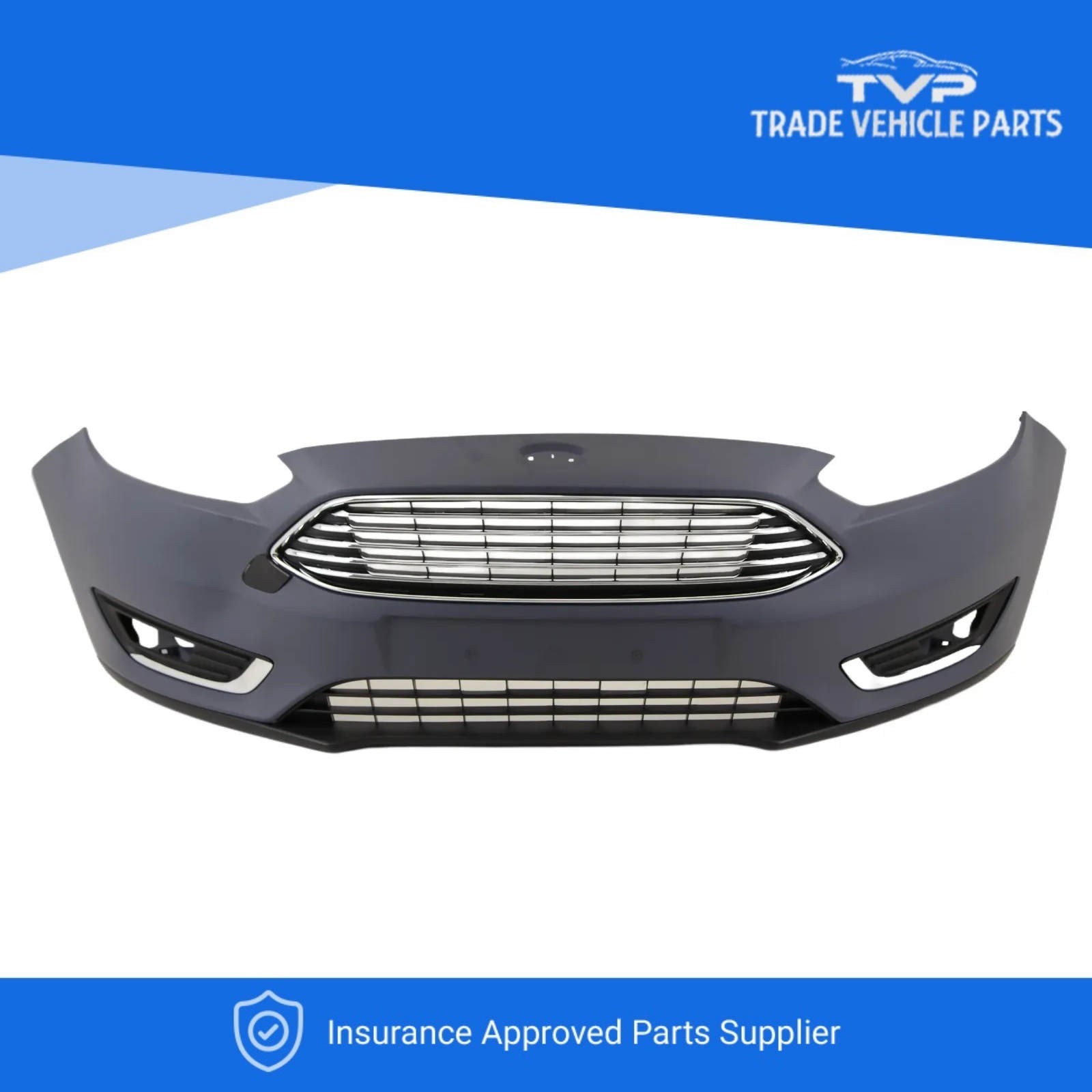 Ford Focus 2015-2018 Front Bumper Kit With Grilles No PDC or Washer Holes Primed