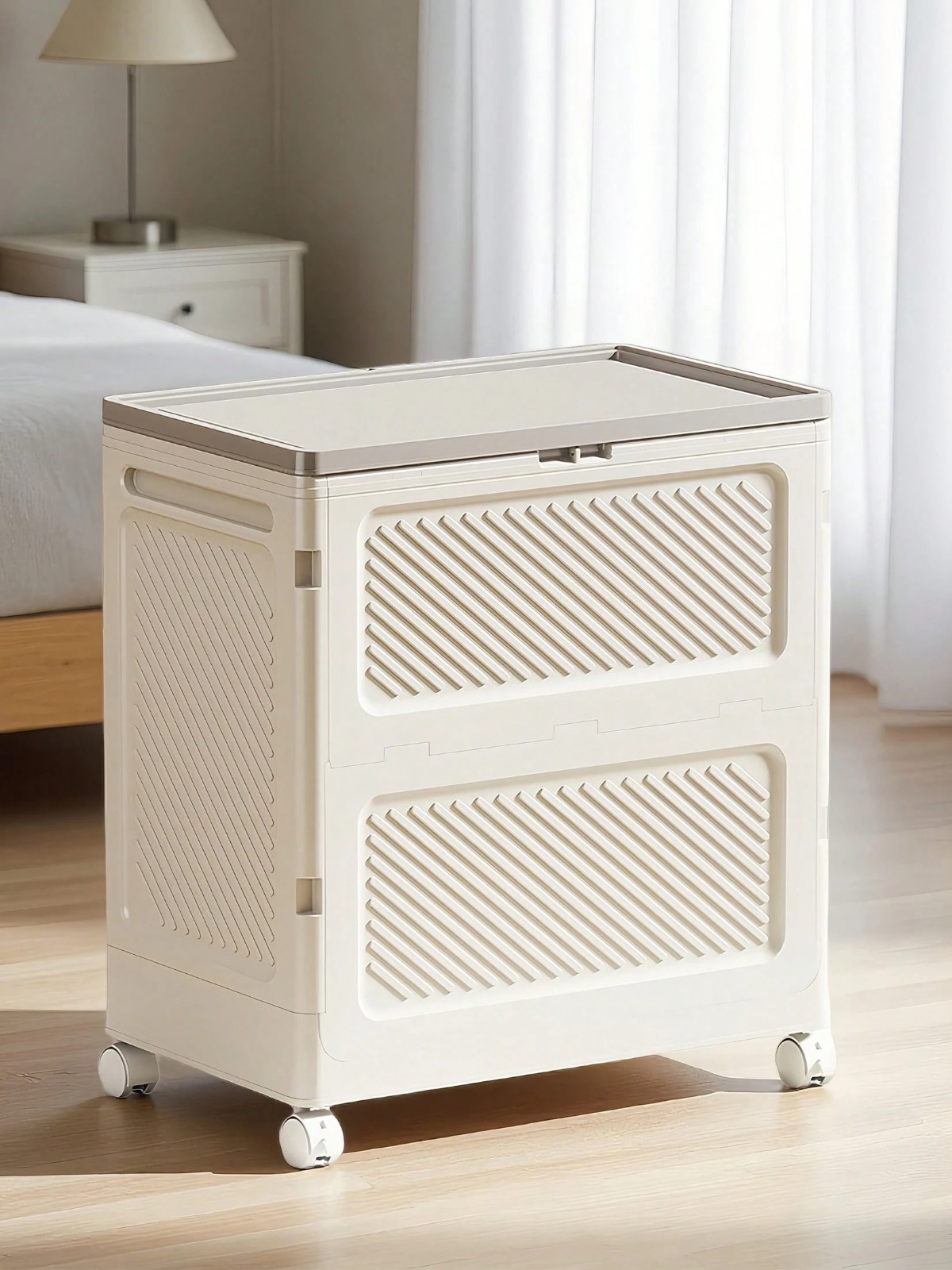 Sleek Stackable Toy Bin with Wheels Dustproof Clear Home Storage Organizer alternate view 6
