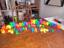 125 Vintage Magnetic Plastic Letters Upper  Lower Case Multi Color polyRe-Use